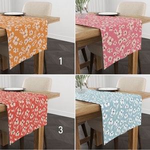 Spring Flowers Table Runner, Floral Kitchen Runner, Colorful Tablecloth, Dining Textile, Any Size Runner, Kitchen Table Runner