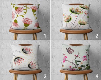 Pink Flowers Blossom Pillow Covers, Floral Bloom Summer Villa Cushion Cover, Throw Pillow Cases, Apartment Decor, Living Room Decor, 14x14