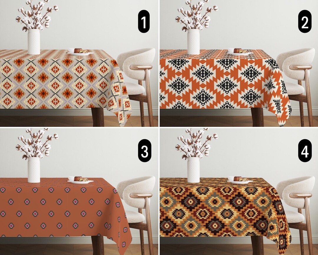 Southwestern Boho Tablecloth, Tribal Aztec Design Tablecloth, Ethnic ...