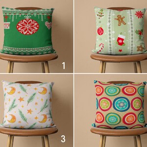 Christmas Throw Pillow Cover, Green Winter Cushion Cover, New Year Pillow Case, Xmas Home Decor, Living Room Decor, Size Option Pillow