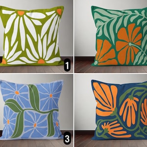 Colorful Groovy Flowers Throw Pillow Cover, Abstract Modern Floral Pillow Case, Botanical Retro Boho Cushion Cover, Mid Century Modern Decor