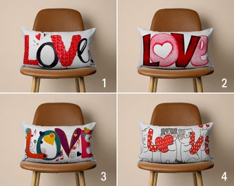 Love Pillow Covers, Valentine's Day Pillow Case, Pink & Red Cushion Cover, Bedroom Decor, Valentine's Day Gift, Only Cover, 20x20 18x18