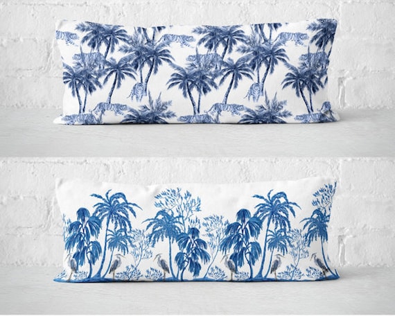 Blue and white bolster pillow hotsell