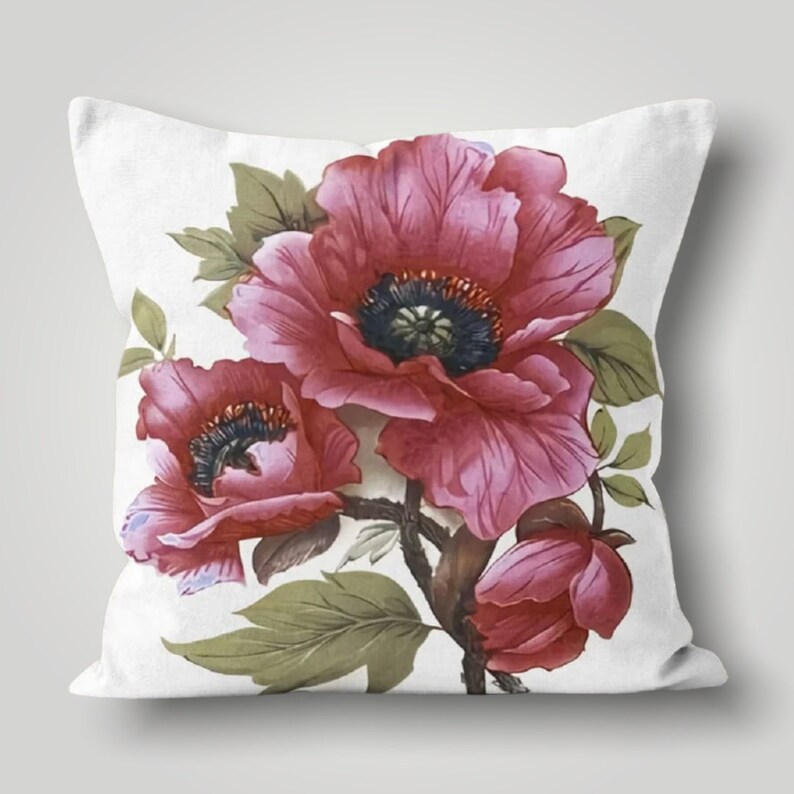 Pink Flowers Pillow Cover Floral Pillow Case Pink Spring Etsy
