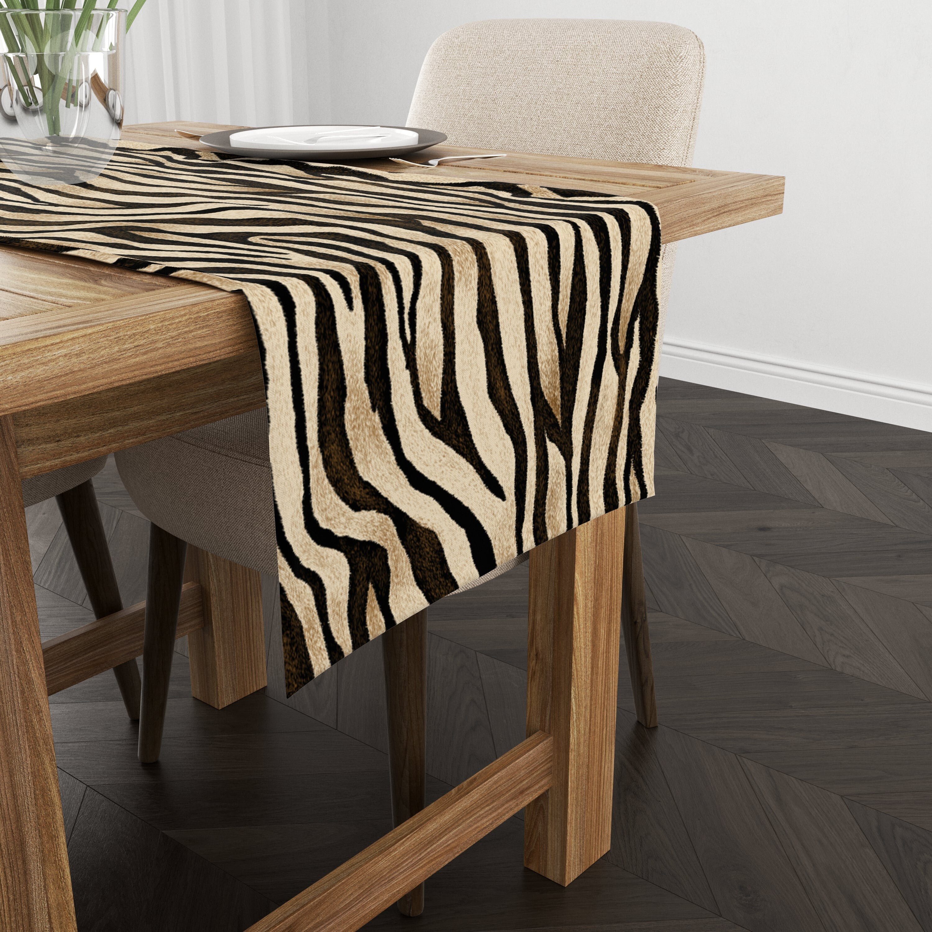 Runner da tavolo con stampa animalier safari: arredamento africano esotico con nappe - Italia