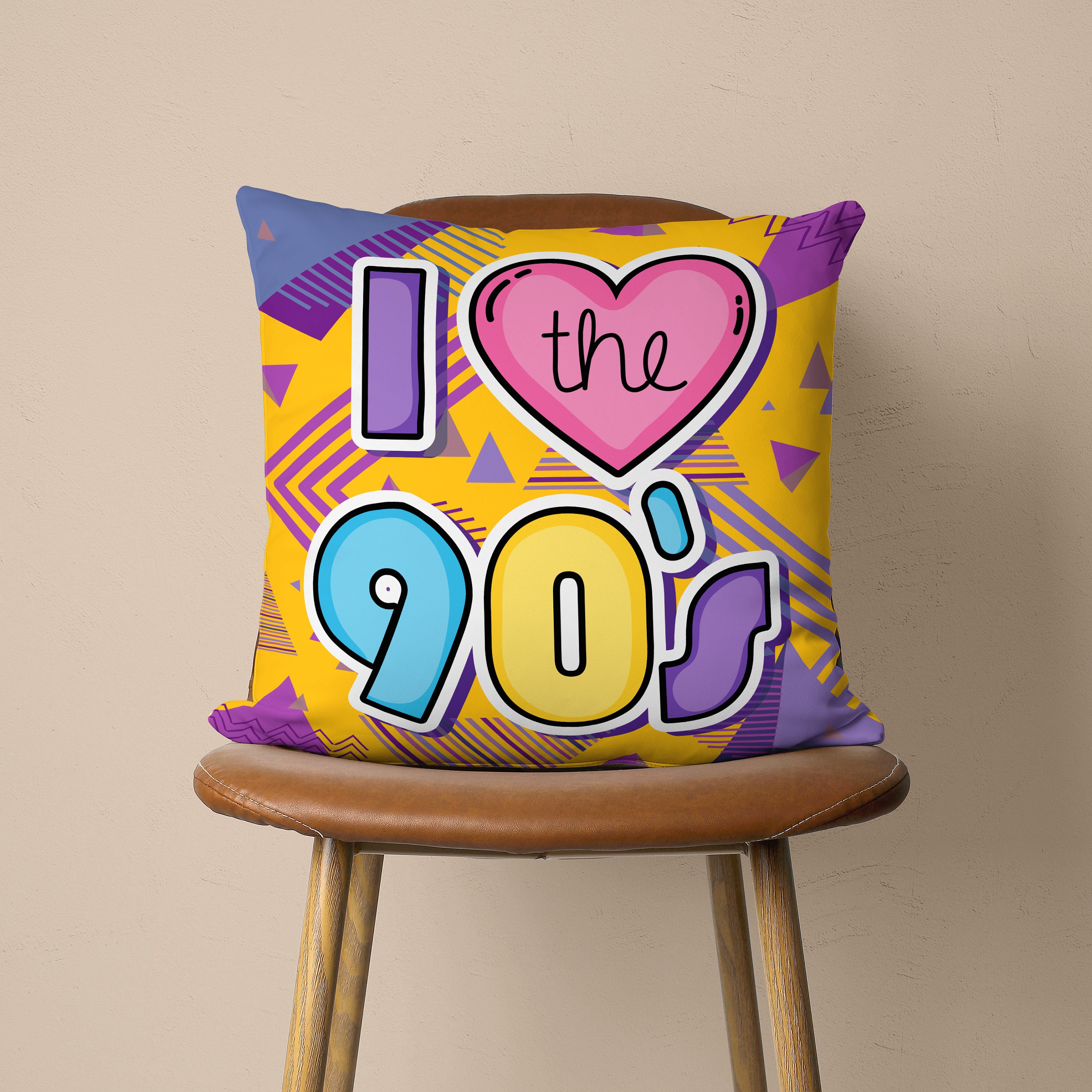 90's Love Pillow Cover, 90's Cushion Cover, Retro Pillow Case
