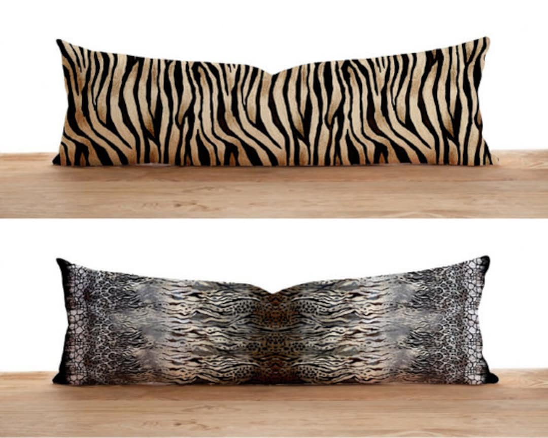 Animal Print Lumbar Pillow Cover, Leopard & Tiger Print Bolster Pillow
