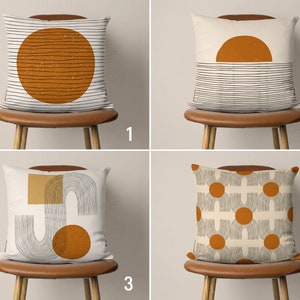 Mid Century Modern Pillow Covers, Boho Abstract Pillow Case, Modern Circles Cushion Cover, Living Room Decor, Any Size Pillow, Only Cover