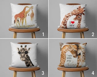 Federa per cuscino con giraffa carina, federa per cuscino con giraffa, federa per cuscino con animali, decorazione per soggiorno, cuscino decorativo di qualsiasi dimensione, solo federa