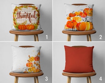Orange Pumpkin Pillow Cover, Autumn Thanksgiving Cushion Cover, Fall Lumbar Pillow Case, Any Size Pillow, Only Cover, Fall House Decor