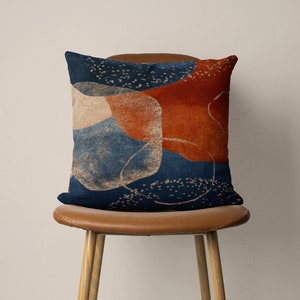 Housses de coussin abstraites modernes, housse de coussin de dessins minimalistes, taie d'oreiller colorée bleu Boho, 16x16 18x18 taie d'oreiller, décor à la maison unique image 5