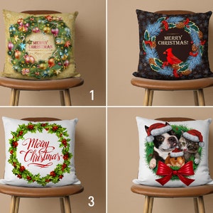 Federa per cuscino ghirlanda di Natale, federa per cuscino natalizio, fodera per cuscino lombare di Capodanno, cuscino di qualsiasi dimensione, regalo di buon Natale, 14x14