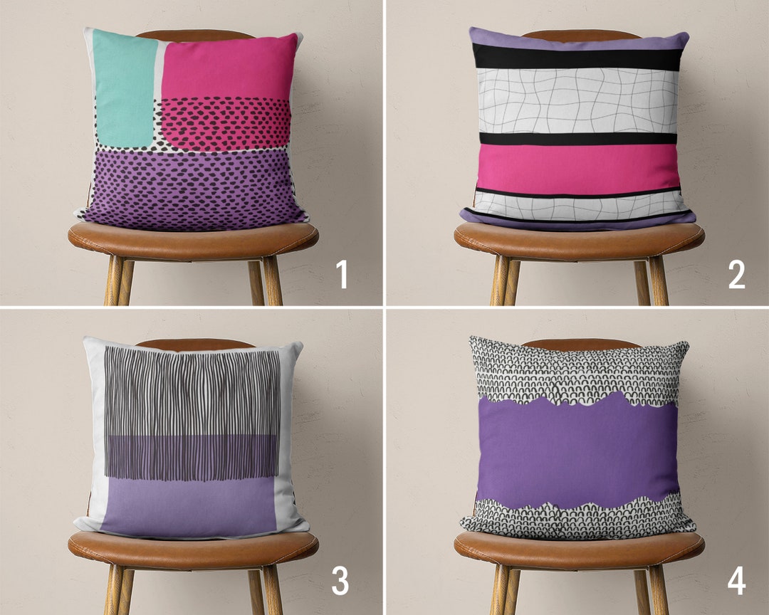 Abstract Pink Purple Pillow Case, Modern Lines Cushion Cover