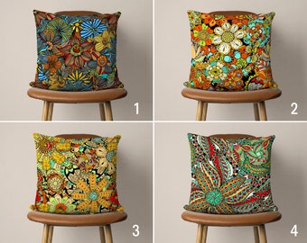Colorful Floral Pillow Cover, Vivid & Vibrant Abstract Cushion Cover, Boho Pillow Case, Any Size Pillow, Living Room Decor, Euro Pillow Sham