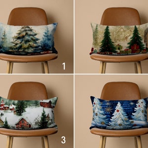 Federa per cuscino lombare con alberi di pino, federa per albero di Natale verde e blu, fodera per cuscino invernale, decorazioni natalizie, tutte le dimensioni, regalo di Capodanno