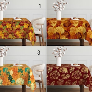 Dry Fall Leaves Tablecloth, Autumn Tree Leaf Design Tablecloth, Orange Yellow Burgundy Table Cloth, Fall Farmhouse Decor, Thanksgiving Gift