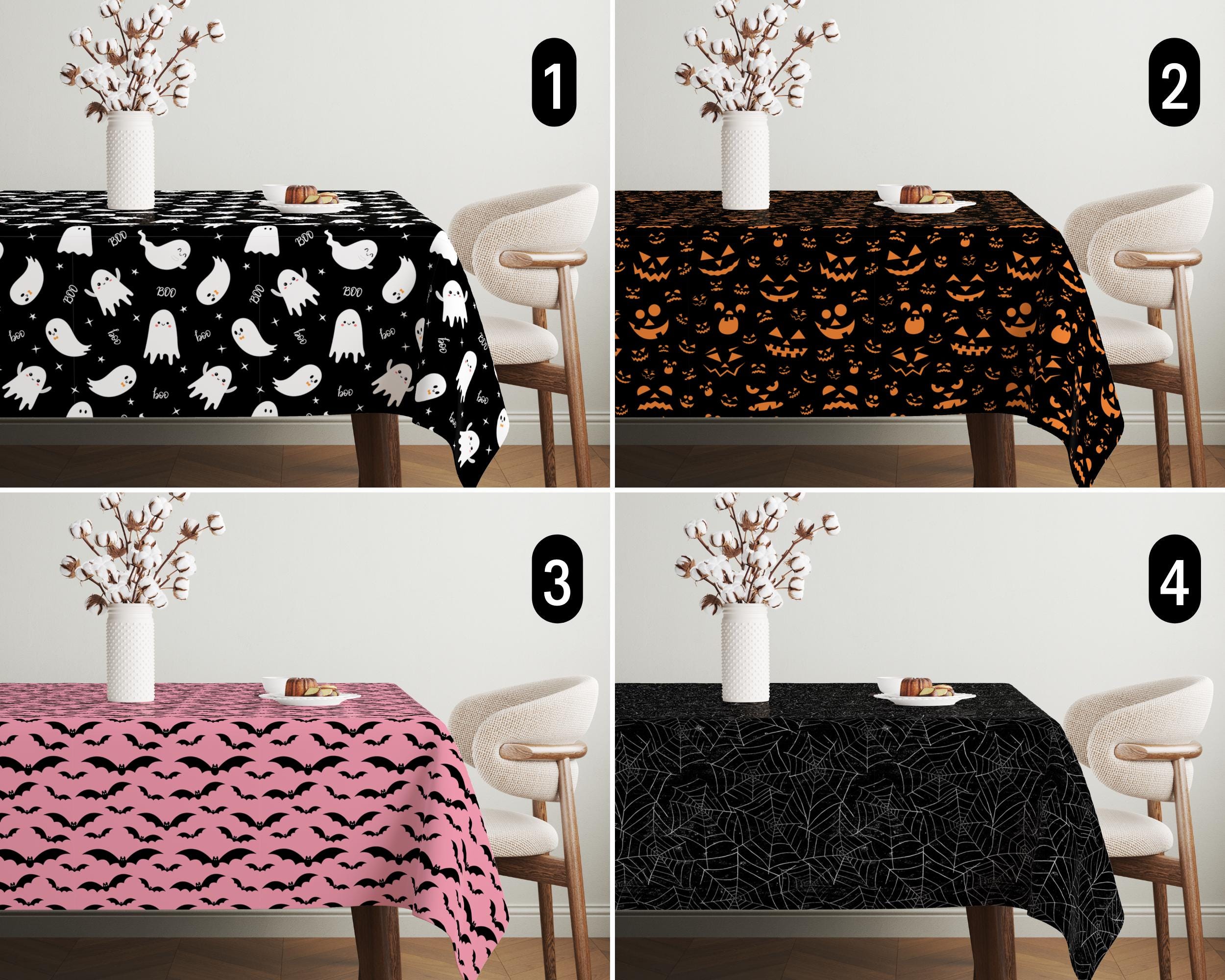 Gruselige Halloween Tischdecke, Geist & Fledermaus Design Tischdecke, Kürbis Tischdecke, Esszimmer Dekor, Herbst Bauernhaus Dekor
