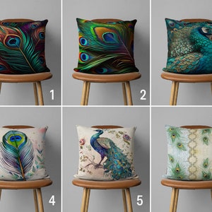 Luxury Peafowl Pillow Case, Peacock Feather Pillow Cover, Teal Blue Green Animal Print Cushion Cover, Farmhouse Decor, Any Size Pillow Case