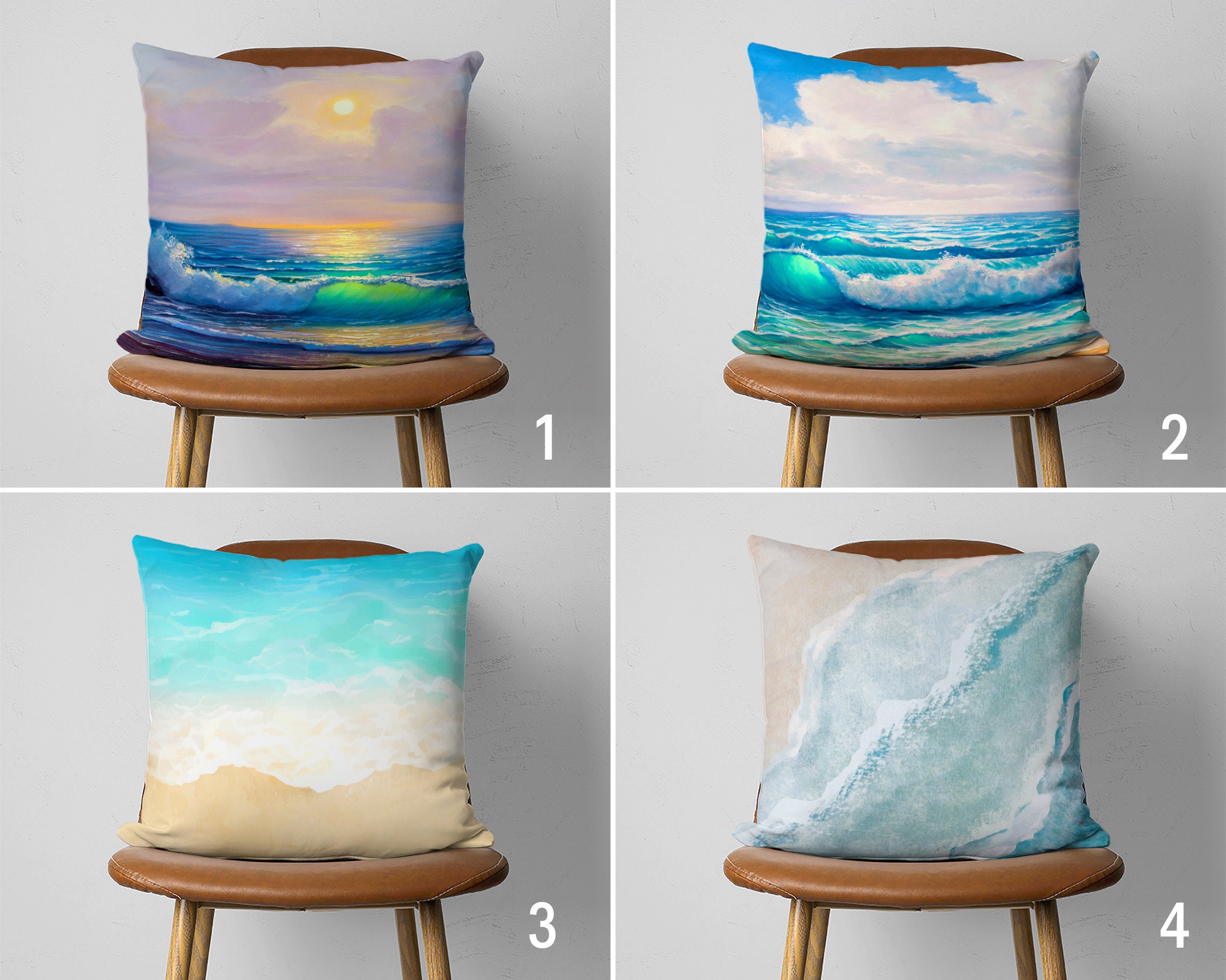 Designart Vivid Sunrise on Sandy Beach - Seascape Throw Pillow