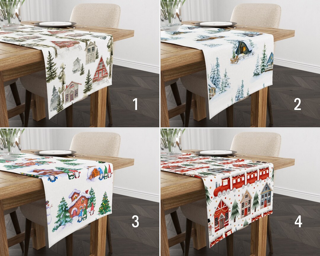 1pc 2D Merry Christmas Table Runner Xmas Party