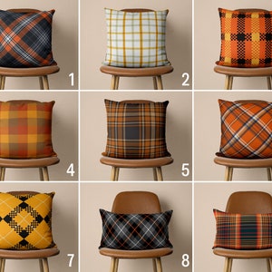 Plaid Pattern Orange Color Pillow Cover, Autumn Check Design Pillow Case, Crossbarred & Tartan Cushion Cover, Boho Home Decor, Fall Decors