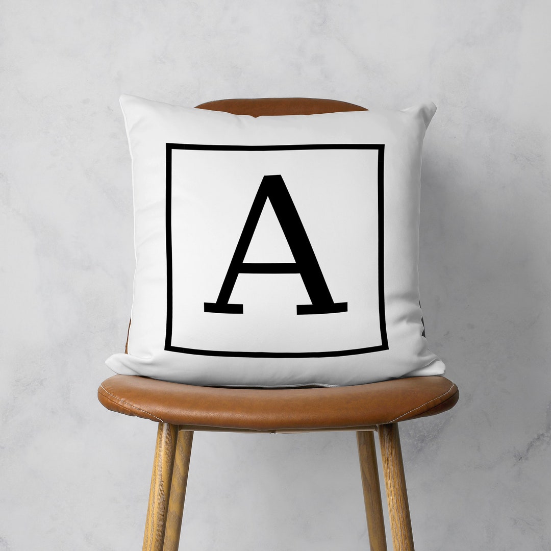 Custom Monogram Pillow Case, Personalized Letter Cushion Cover, White