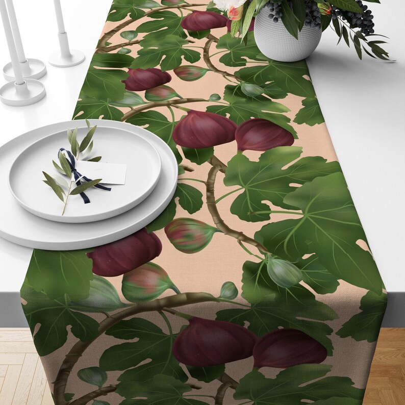 Fruits Table Runner, Pomegranate Orange & Fig Runner, Fresh Summer ...
