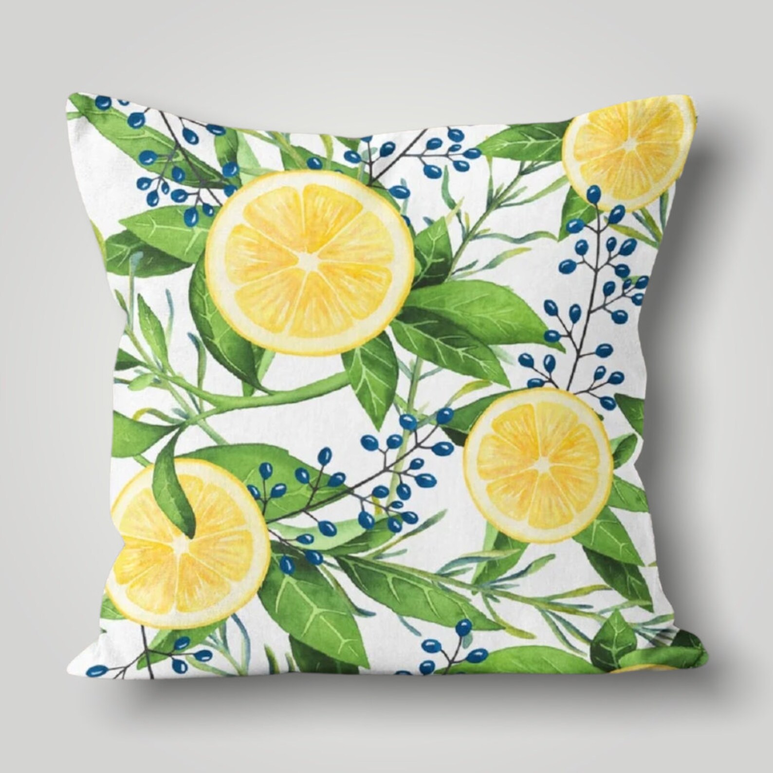 Lemon Branches Pillow Case Citrus Pillow Cover Summer Etsy
