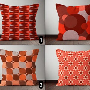 Mid Century Modern Rot Orange Kastanienbraun Kissenbezug, Abstrakter Retro Stil Kissenbezug, Skandinavischer Geometrischer Terrakotta Kissenbezug