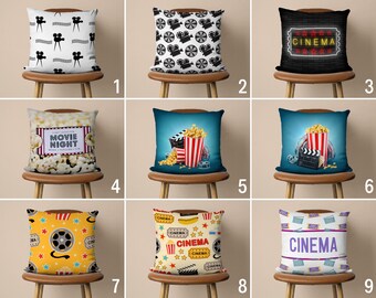 Poszewka na poduszkę Cinema, Poszewka na poduszkę Movie Night, Poszewka na poduszkę Popcorn, Dekoracja sali kinowej, Poduszka w dowolnym rozmiarze, Dekoracja domu wiejskiego, Poduszki dekoracyjne