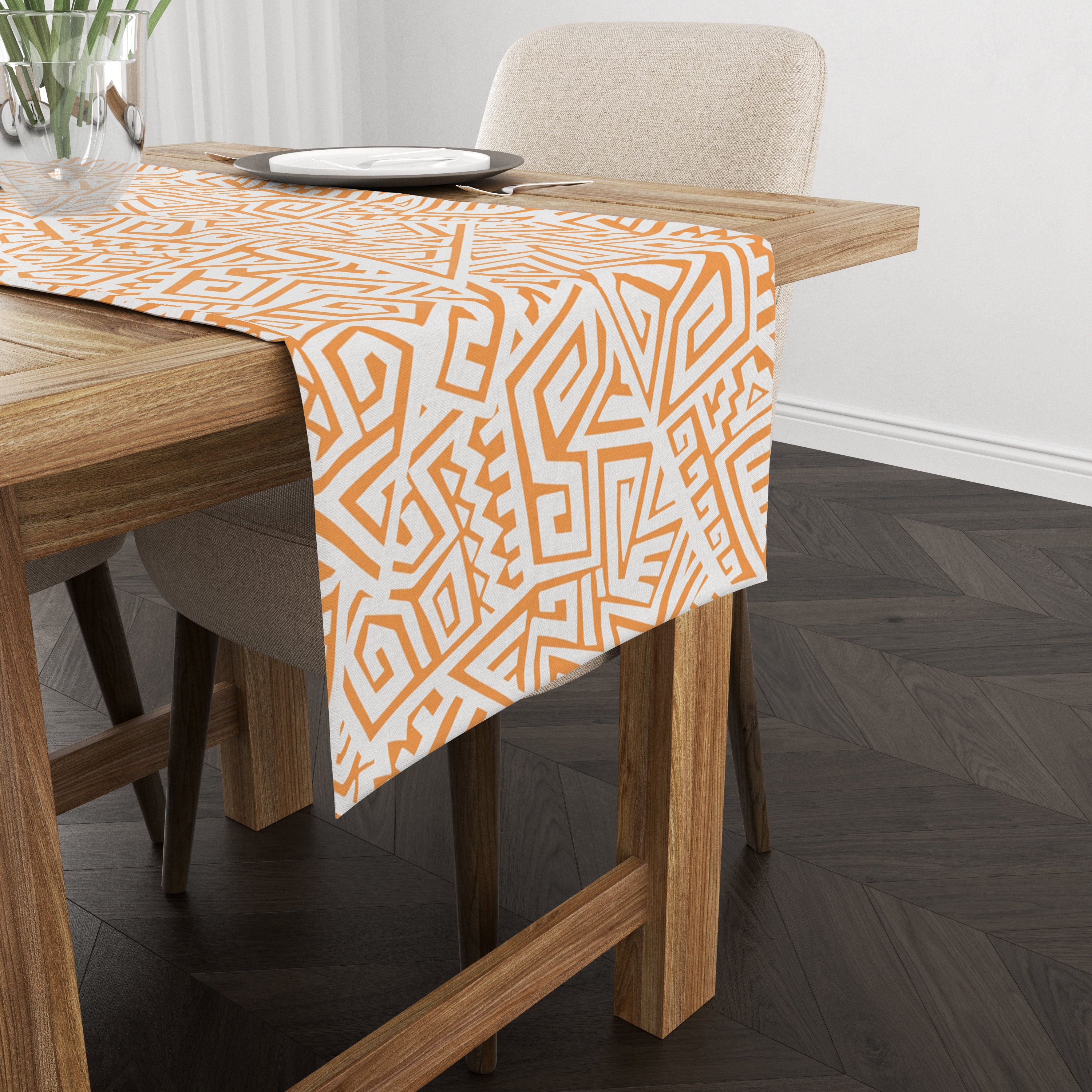 Runner da tavolo azteco Southwest, design etnico, geometrico, per comò, sciarpe, decorazione per giardino, fattoria, matrimoni, feste, cene, casa, 33 x 91 cm
