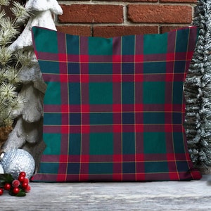 Red Green Plaid & Tartan Pillow Cover, Christmas Holiday Throw Pillow Case, Scottish Style Pattern Winter Pillow Case, Boho New Year Decor 7