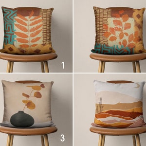 Boho Abstract Pillow Case, Orange Brown Leafy Pillow Cover, Bohemian Abstract Cushion Cover, Any Size Pillow, Modern Home Decor, Cover Only