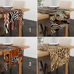 Animal Print Ethnic Table Runner, African Style Patchwork Looking Runner, Safari & Nature Tablecloths, Any Size Runner , Any Size Runner