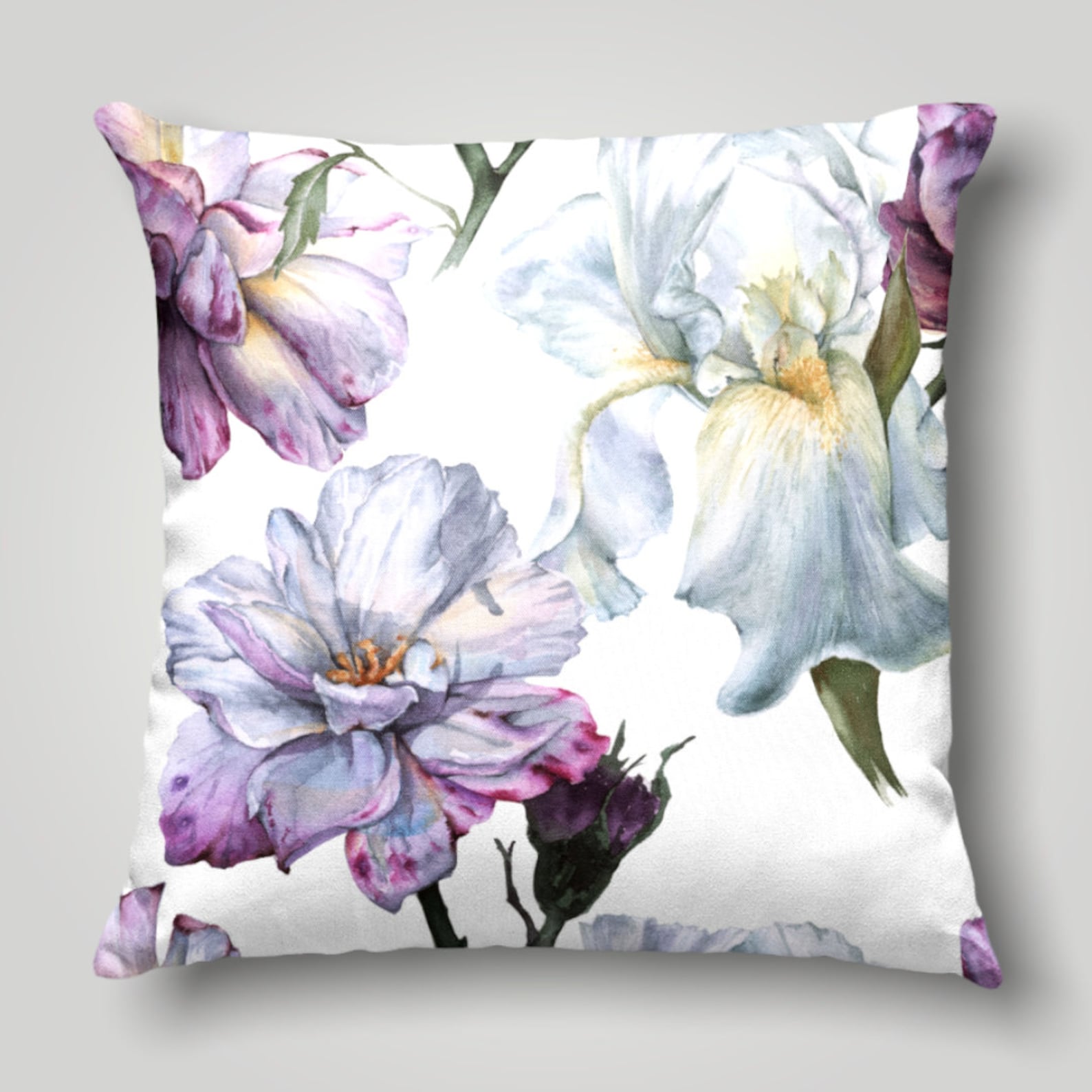 Purple Flowers Pillow Case Floral Spring Pillow Cover Lilac Etsy
