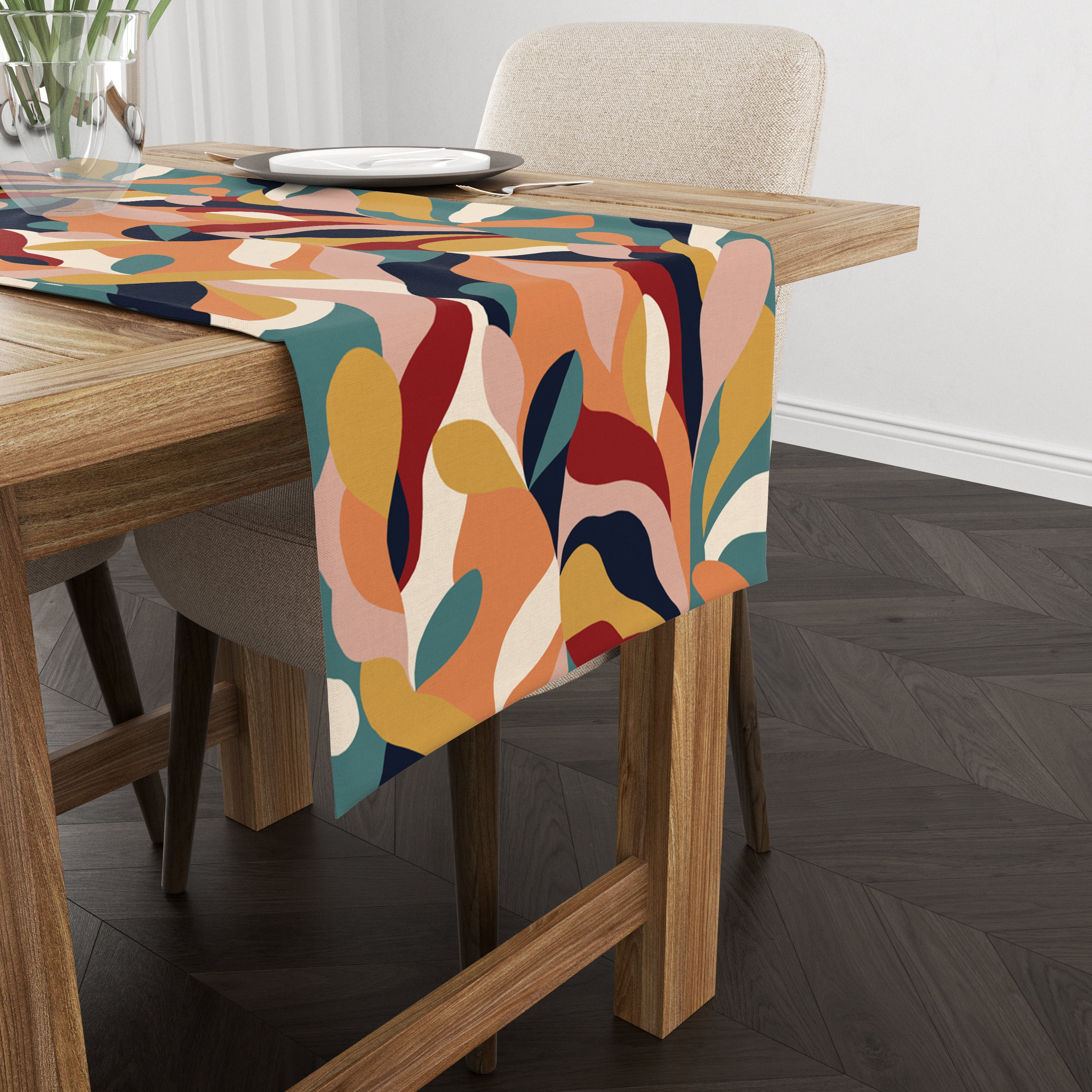 Assorted Table Runners Abstract Colorful Table Runner, Modern Multicolored Custom Table Runner ...