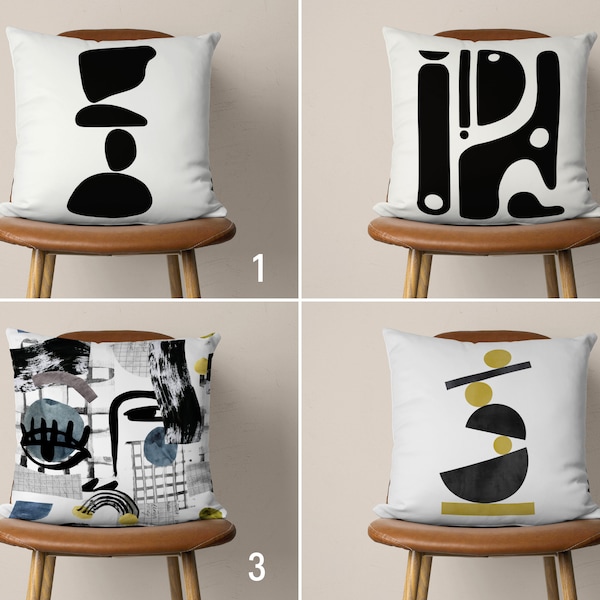 Black and White Abstract Pillows Etsy