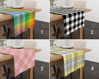 Karierter Karo Muster Tischläufer, Moderne Geometrische Karo Design Läufer, Tartan Rustikaler Tischläufer, Moderne Bauernhaus Dekoration, Jede Größe