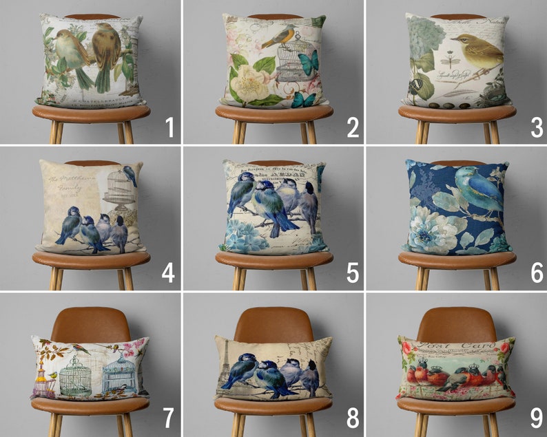 Little Birds Pillow Cover Vintage Style Pillow Case Spring Etsy Canada