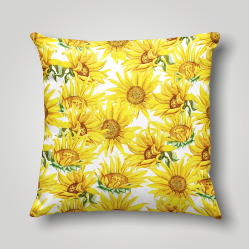 Yellow Sun Flower Euphoney Cushion Cover Embroidery Yellow stardard Yellow Sun Flower Euphoney Cushion Cover Embroidery Yellow stardard