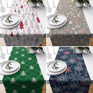 Christmas Table Runner, Xmas Tree Kitchen Runner, Winter Decoration, Centerpiece Runner, Kitchen Textile, Dining Room Decor, Apartment Decor