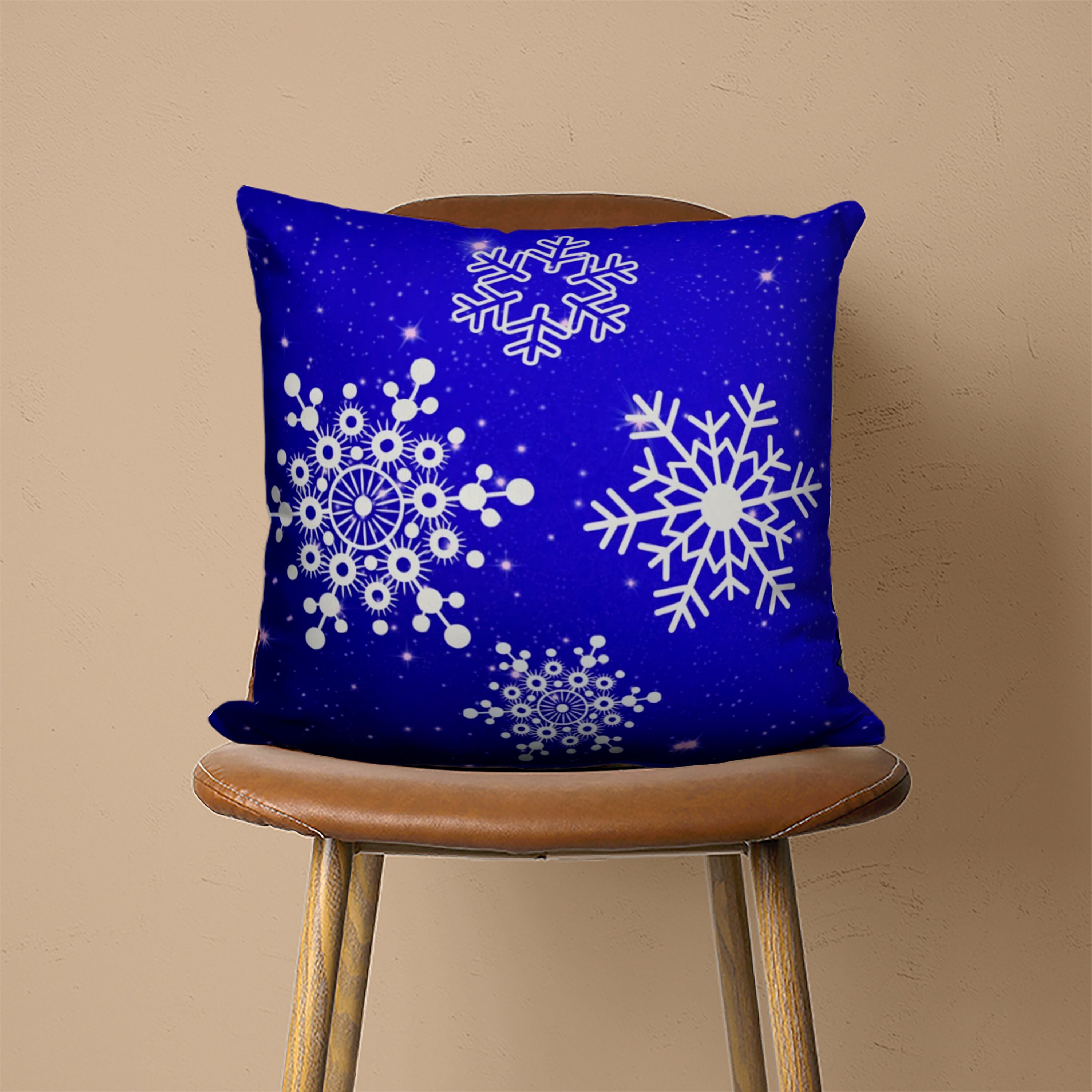 Snowflake Pillow Cover Dark Blue Winter Pillow Case Navy Etsy