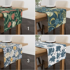 Boho Tischläufer, Blumenmuster Küchenläufer, Blau & Grün Tischdecke, Boho Tischdecke, Küchentischläufer, alle Größen