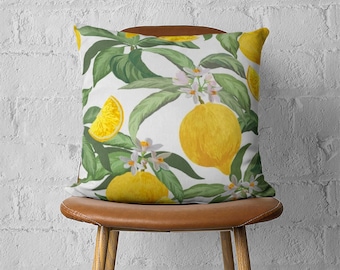 Lemons on Branch Summer Pillow Case, Lemon Tree Pillow Cover
