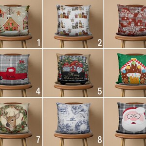 Winter Throw Pillow Cover, Christmas Pillow Case, Beige & Red Cushion Cover, Cozy Home Decor, New Year's Gift, Any Size Pillow, 20x20 18x18