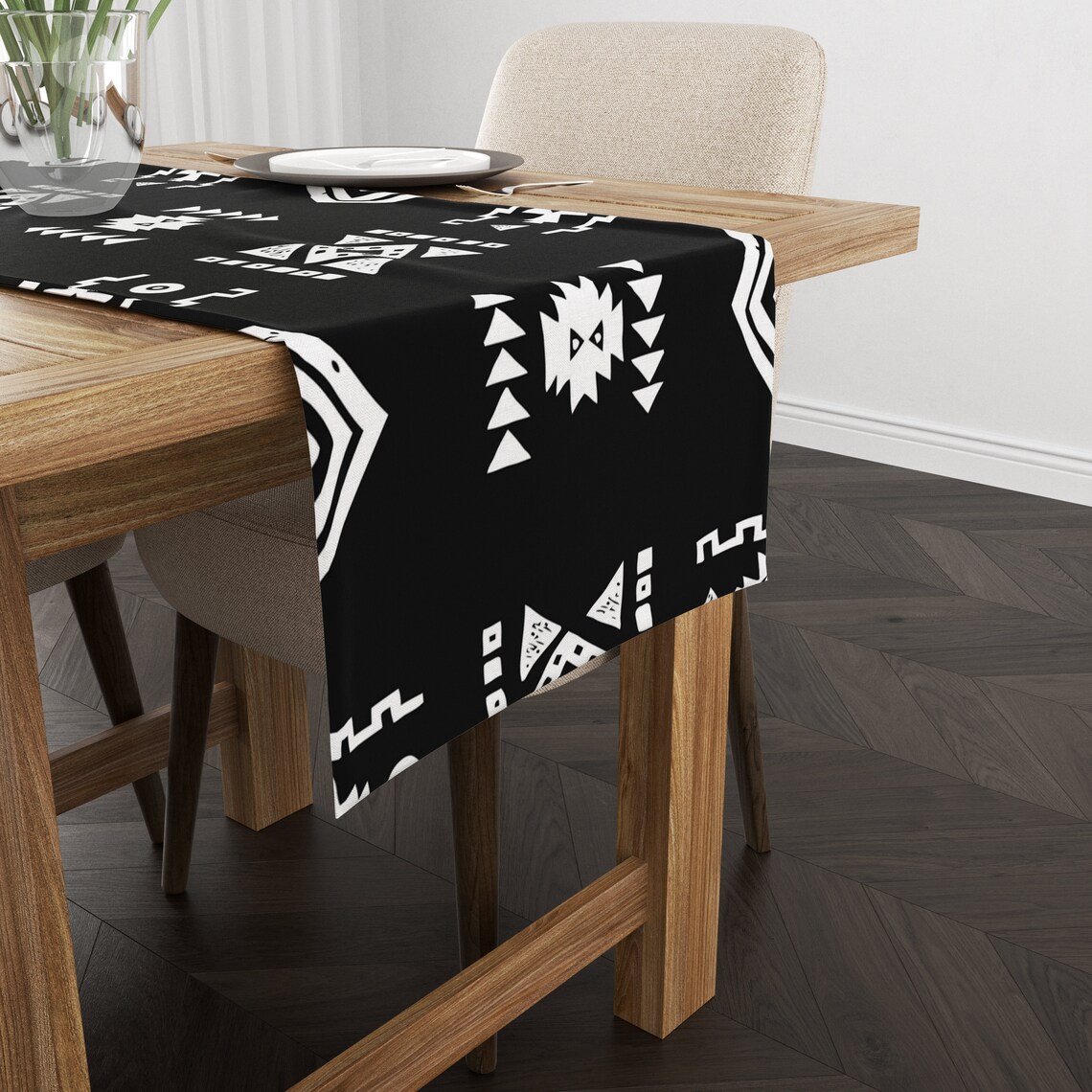 Aztec Design Runner, Tribal Kitchen Table Runner, Southwestern Ethnic ...