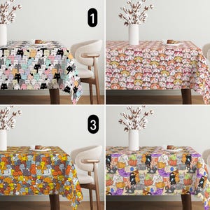 Schattige katten en kittens tafelkleed, schattige dierenportretten design tafelkleed, modern speels feestelijk tafelkleed in cartoonstijl, cadeau huisdierliefhebbers