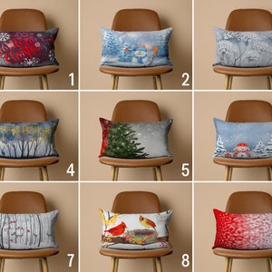 Fodera per cuscino di Capodanno, Fodera per cuscino invernale innevato, Federa per cuscino per bosco di alberi, Regalo di buon Natale, Decorazione Noel, Cuscino di qualsiasi dimensione
