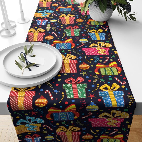 Weihnachten Tischläufer, Bunt & Fröhlich Tischläufer, Winter Dekoration, Tischwäsche, Bauernhaus Dekor, Weihnachtsgeschenk