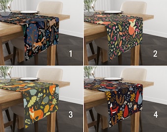 Boho Fox Design Table Runner, Fall Kitchen Runner, Autumn Woodland Runner, Any Size Runner, Kitchen Decor, Any Size Runner, Apartment Decor